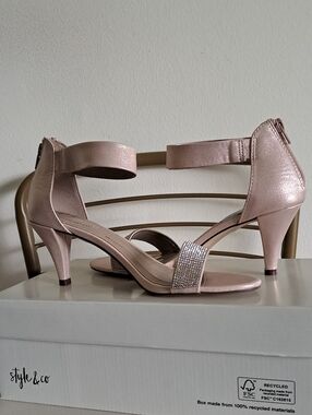 Style & Co. Metallic Blush Pink Rhinestone Low Heel Sandals